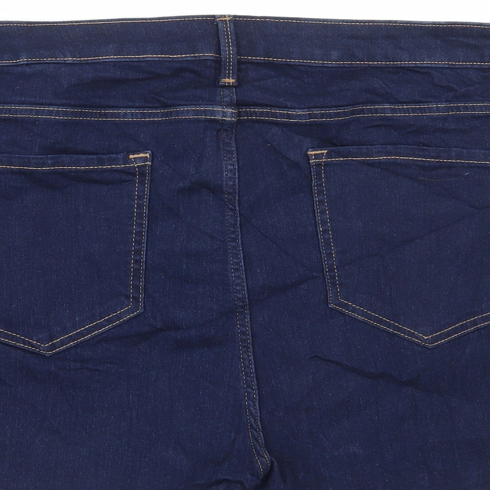 Marks and Spencer Womens Blue Cotton Bermuda Shorts Size 22 L3 in Regular Button