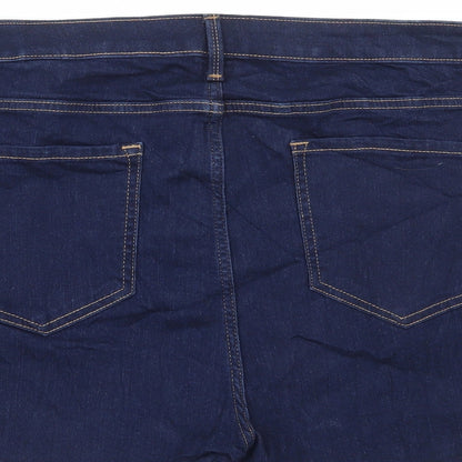 Marks and Spencer Womens Blue Cotton Bermuda Shorts Size 22 L3 in Regular Button