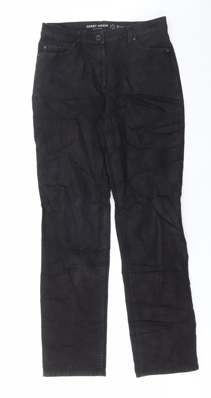 Marks and Spencer Mens Black Cotton Straight Jeans Size 30 in L30 in Regular Button