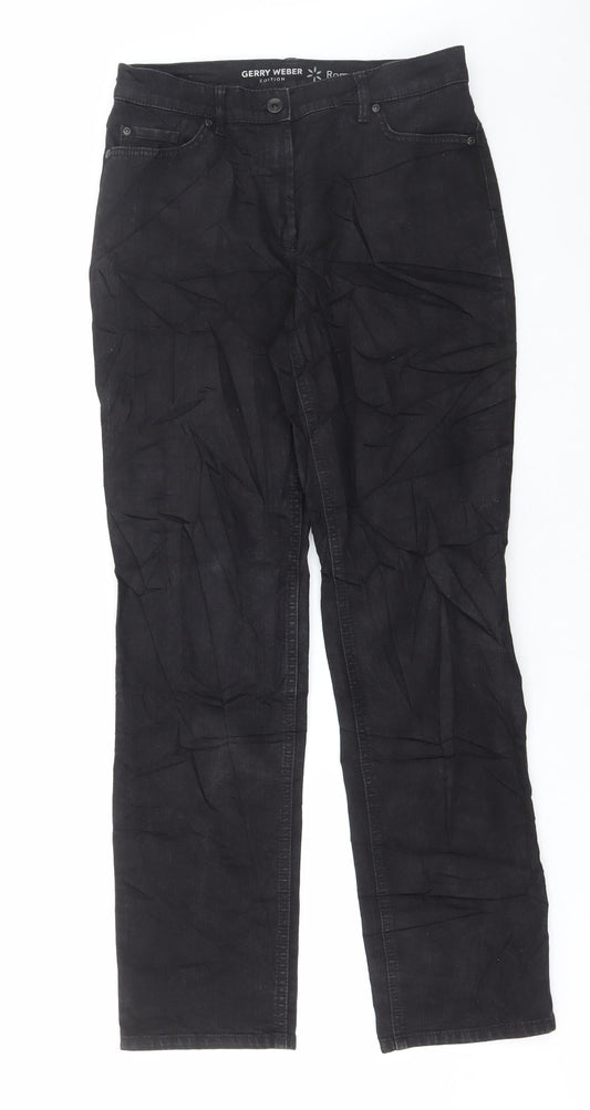 Marks and Spencer Mens Black Cotton Straight Jeans Size 30 in L30 in Regular Button