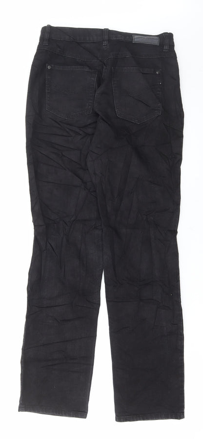 Marks and Spencer Mens Black Cotton Straight Jeans Size 30 in L30 in Regular Button