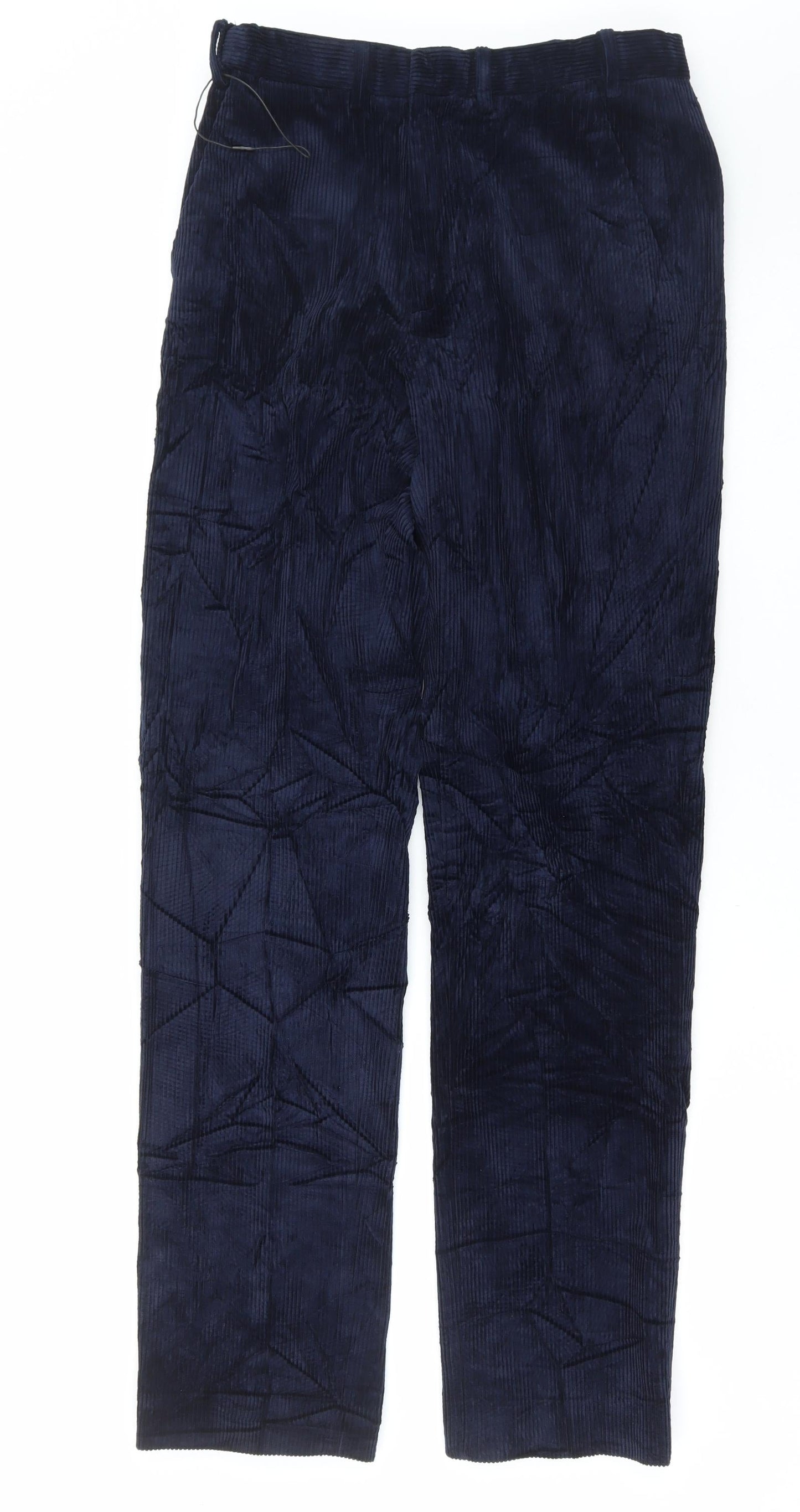 Marks and Spencer Mens Blue Cotton Trousers Size 30 in L33 in Regular Button