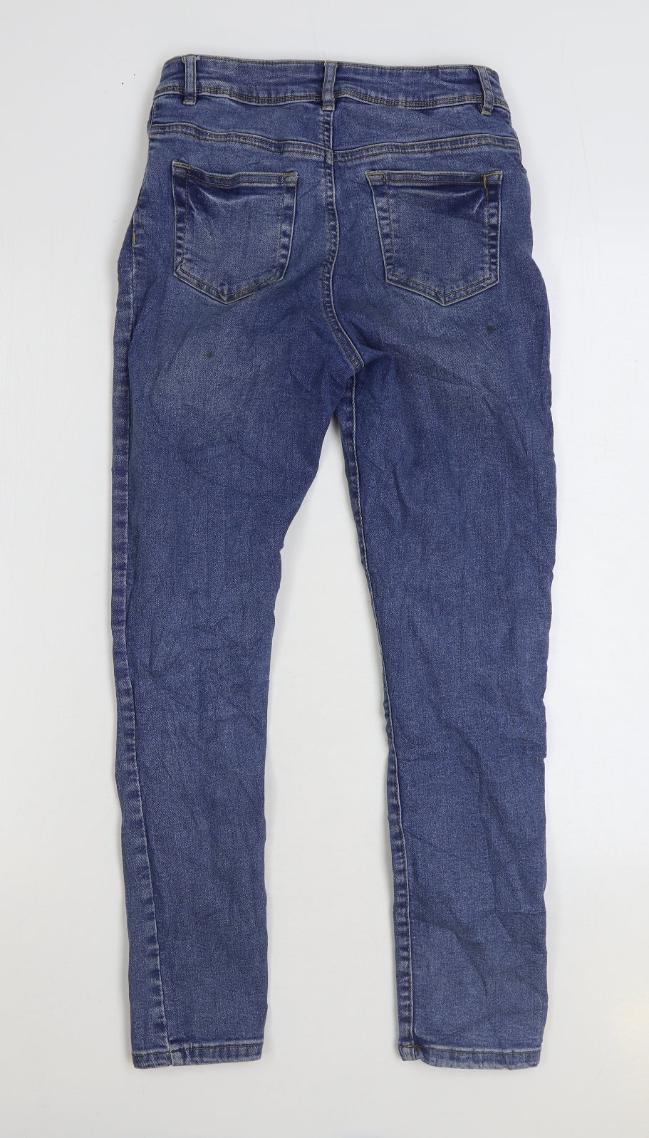Denim & Co. Girls Blue Cotton Skinny Jeans Size 11-12 Years Regular Zip