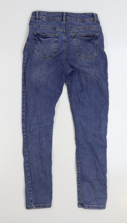 Denim & Co. Girls Blue Cotton Skinny Jeans Size 11-12 Years Regular Zip
