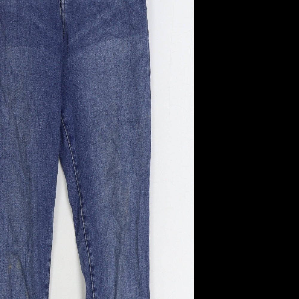 Denim & Co. Girls Blue Cotton Skinny Jeans Size 11-12 Years Regular Zip