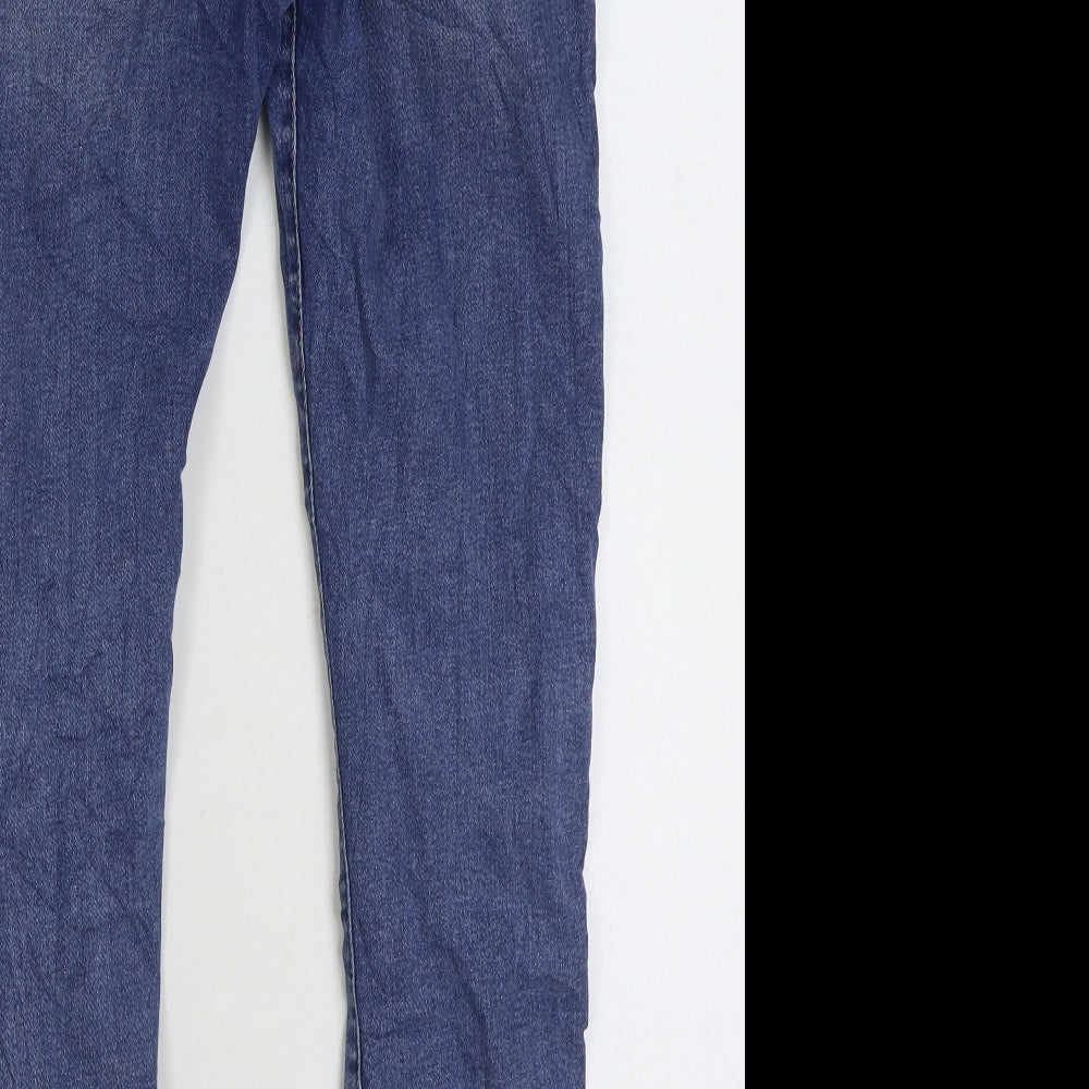 Denim & Co. Girls Blue Cotton Skinny Jeans Size 11-12 Years Regular Zip