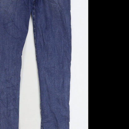 Denim & Co. Girls Blue Cotton Skinny Jeans Size 11-12 Years Regular Zip