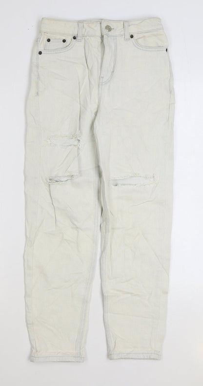 Womens UK Size 25 in Topshop Regular Fit Mom White Jeans