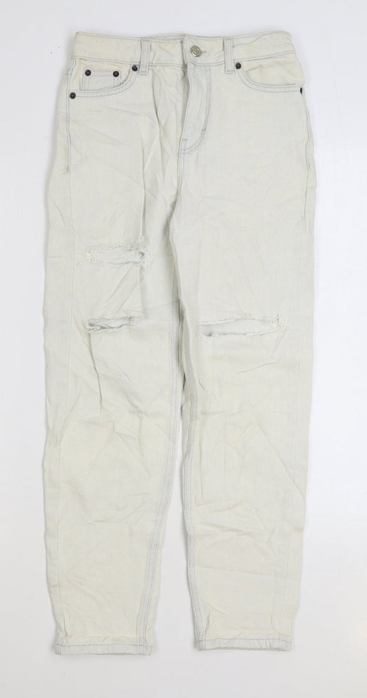 Topshop Womens White Cotton Mom Jeans Size 25 in L28 in Regular Zip