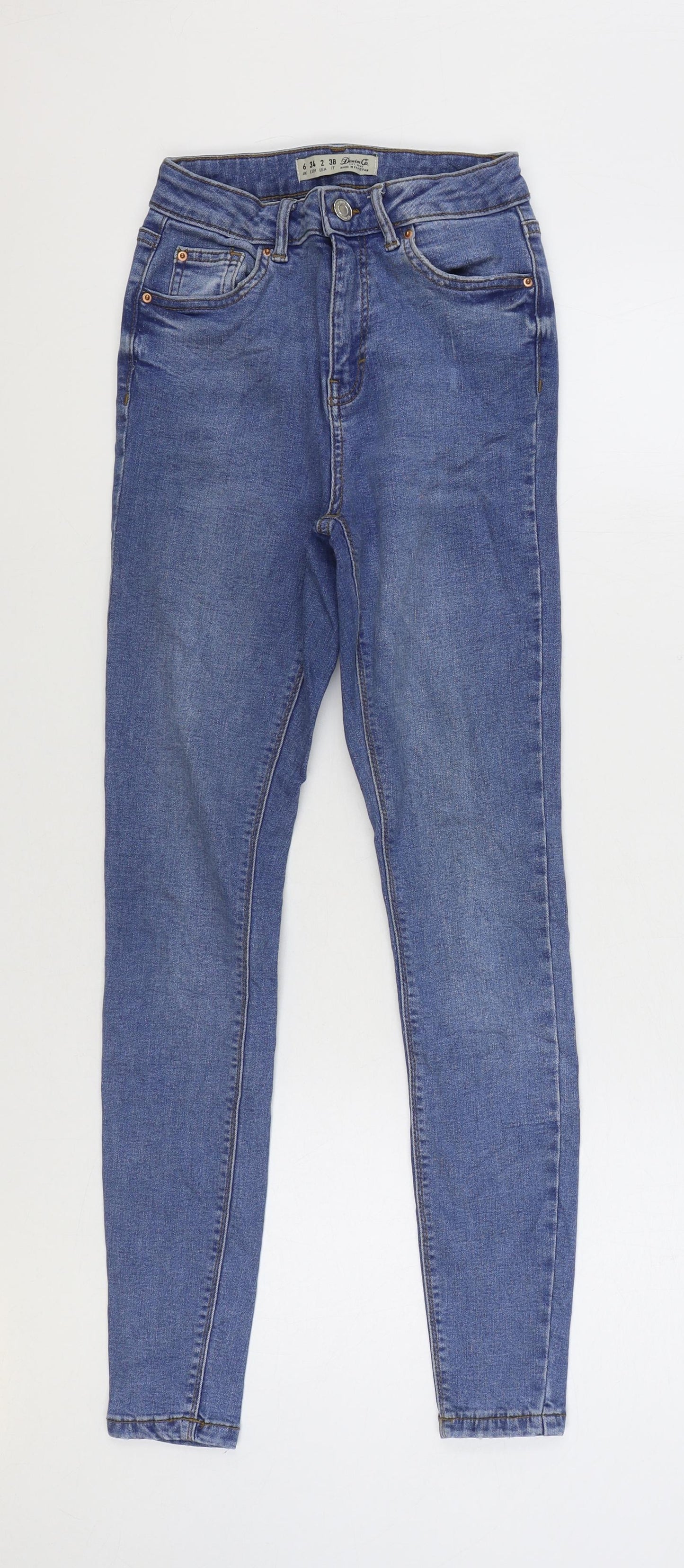 Denim & Co. Womens Blue Cotton Skinny Jeans Size 6 L27 in Regular Zip