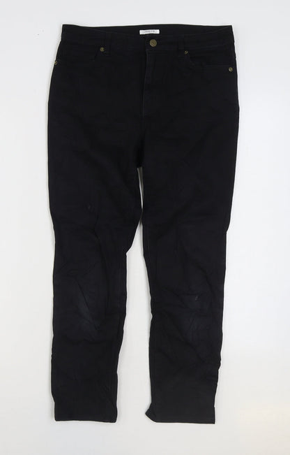 Cinema Club Womens Black Cotton Straight Jeans Size 30 in L24 in Regular Zip