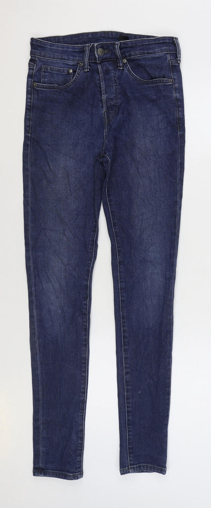 H&M Mens Blue Cotton Skinny Jeans Size 28 in L31 in Regular Button
