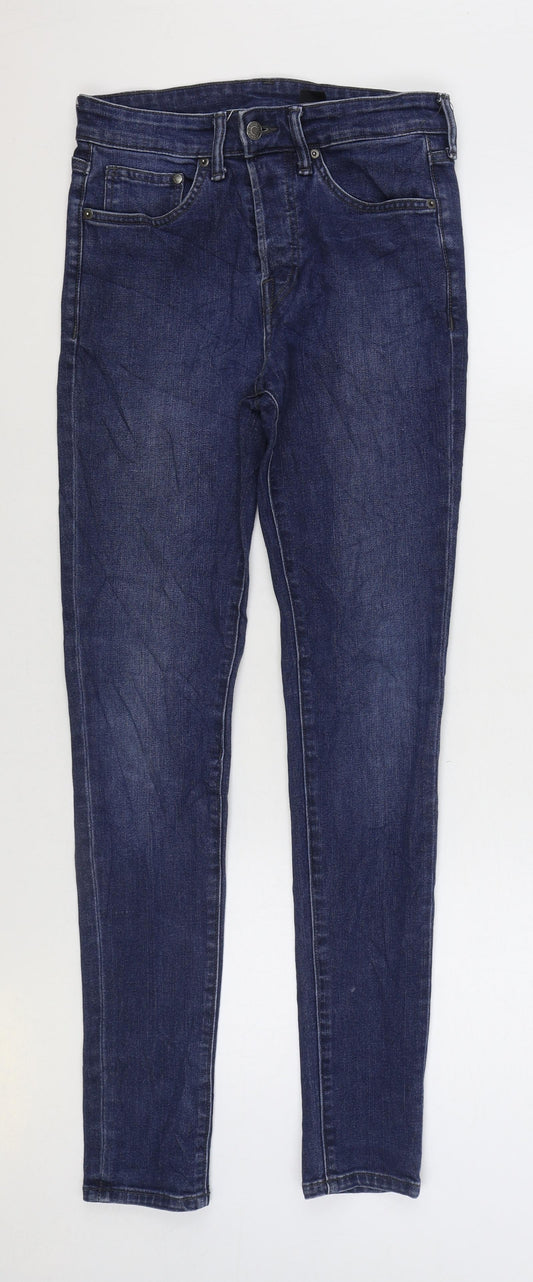 H&M Mens Blue Cotton Skinny Jeans Size 28 in L31 in Regular Button