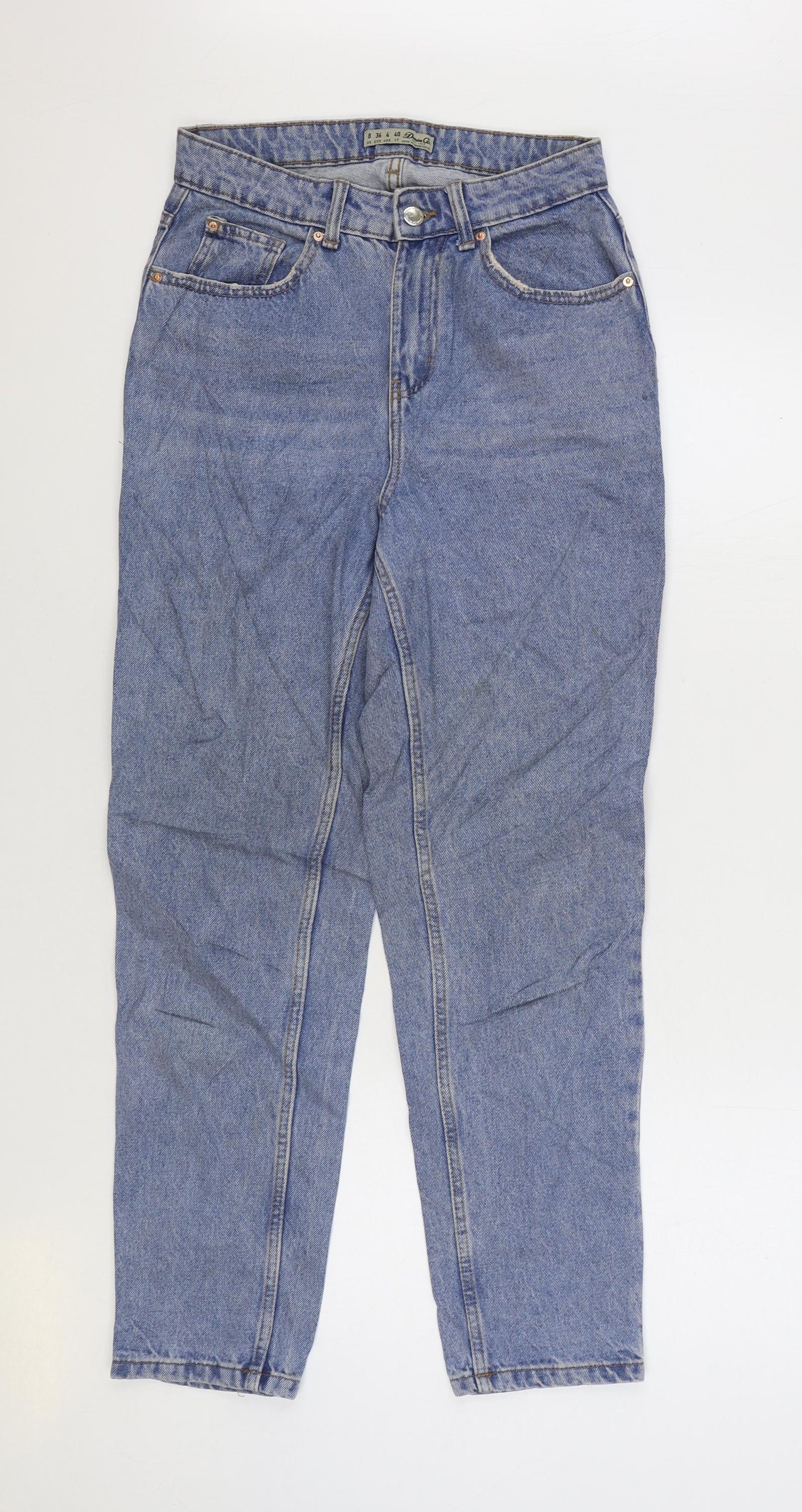 Denim & Co. Womens Blue Cotton Mom Jeans Size 8 L28 in Regular Zip