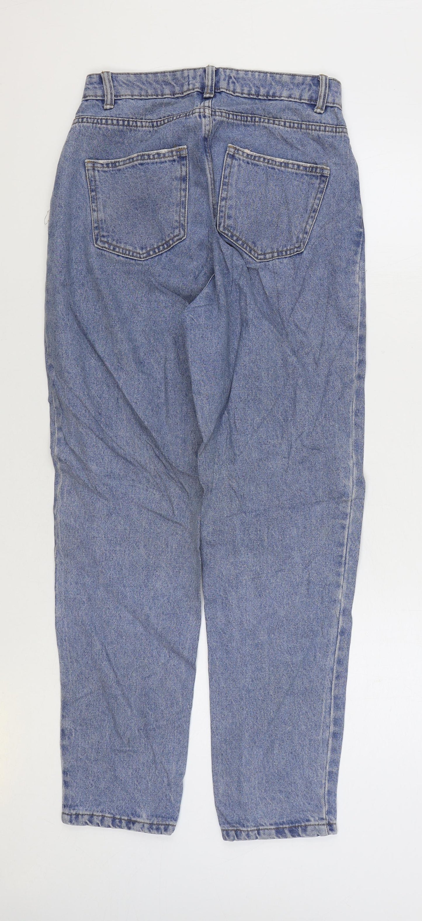 Denim & Co. Womens Blue Cotton Mom Jeans Size 8 L28 in Regular Zip