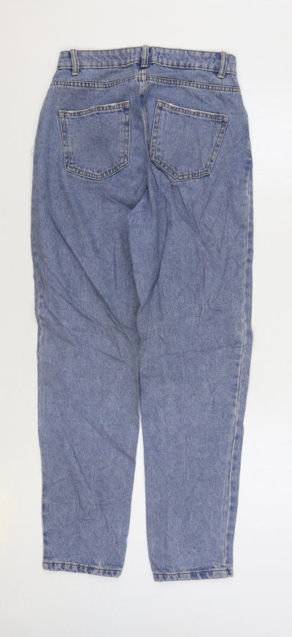 Denim & Co. Womens Blue Cotton Mom Jeans Size 8 L28 in Regular Zip