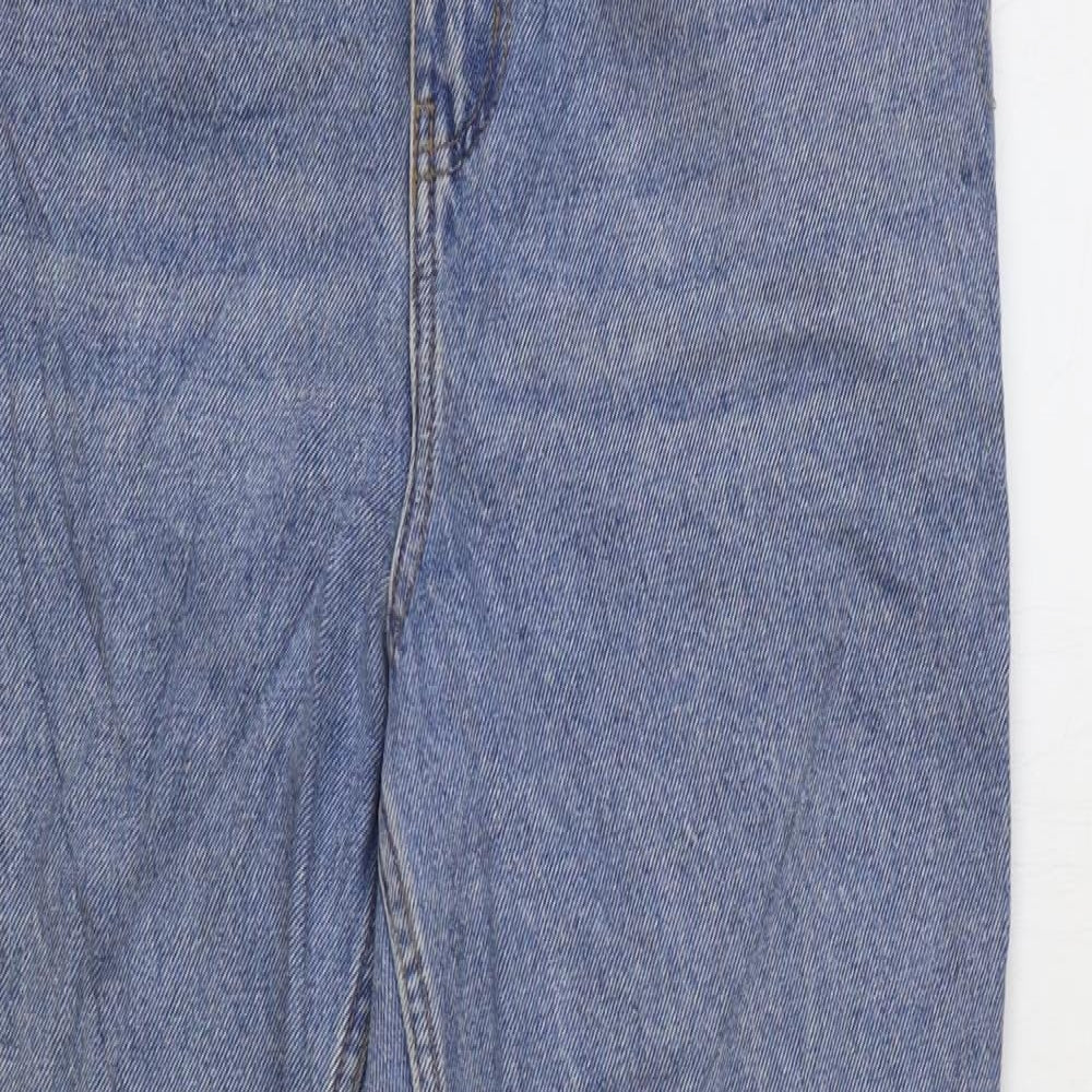 Denim & Co. Womens Blue Cotton Mom Jeans Size 8 L28 in Regular Zip