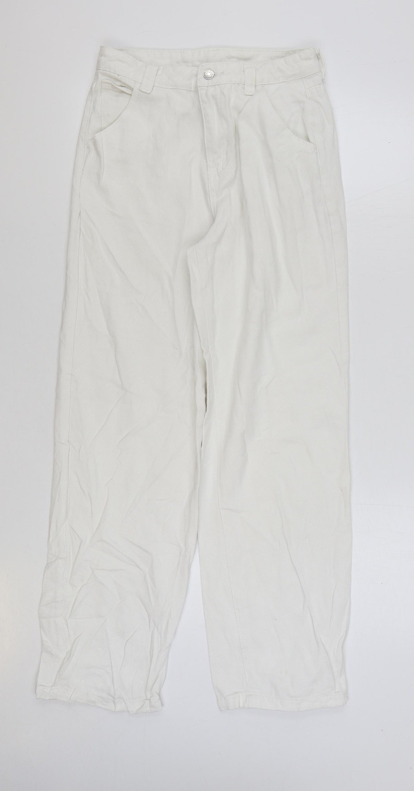 SheIn Womens White Cotton Straight Jeans Size 28 in L29 in Regular Zip
