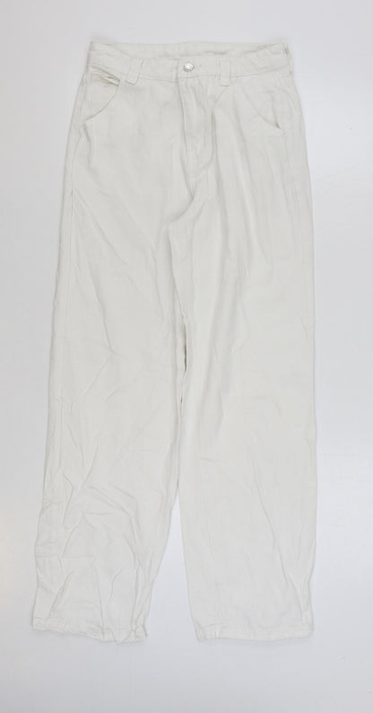 SheIn Womens White Cotton Straight Jeans Size 28 in L29 in Regular Zip