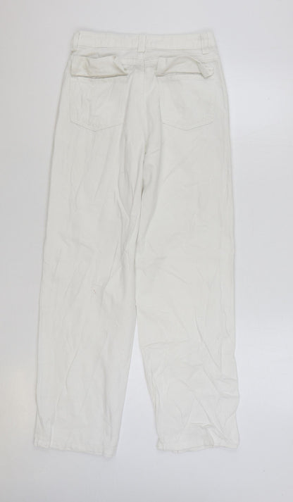 SheIn Womens White Cotton Straight Jeans Size 28 in L29 in Regular Zip