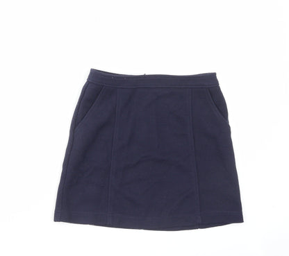 New Look Womens Blue Polyester A-Line Skirt Size 8 Zip