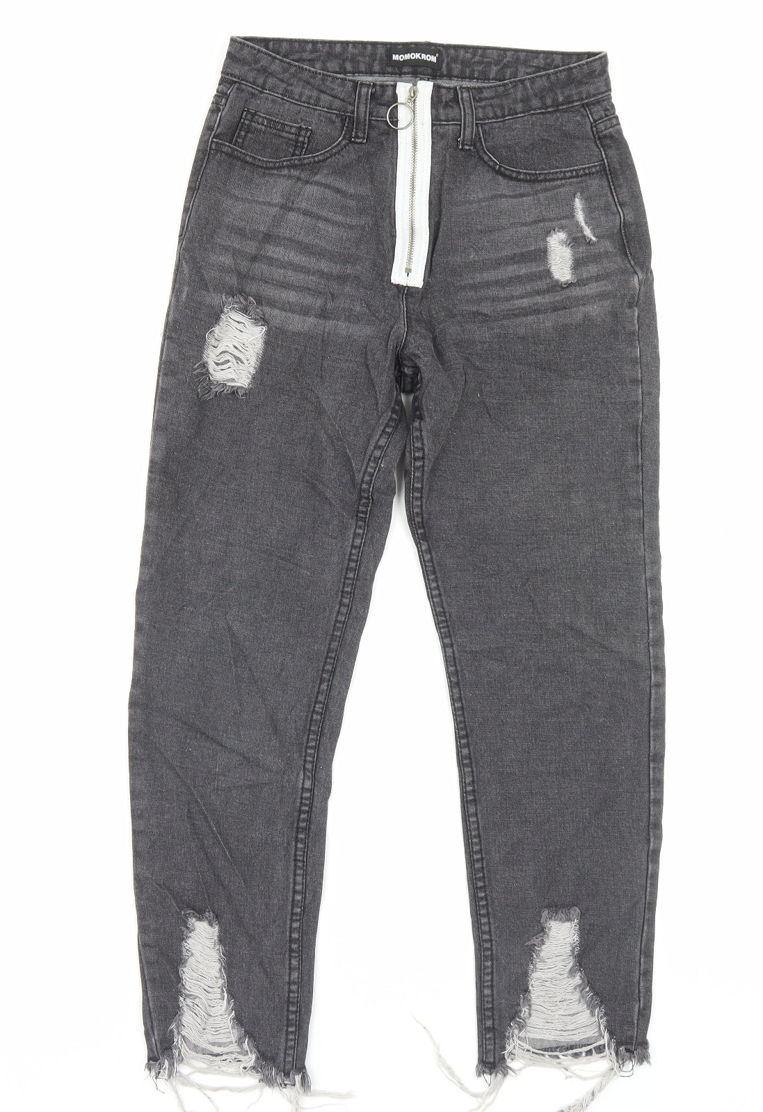 Womens UK Size 6 MOMOKROM Regular Fit Straight Grey Jeans