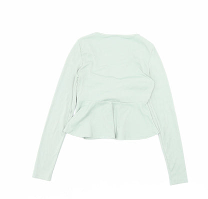 SheIn Womens Green Polyester Basic T-Shirt Size XS V-Neck - Ruched Detail