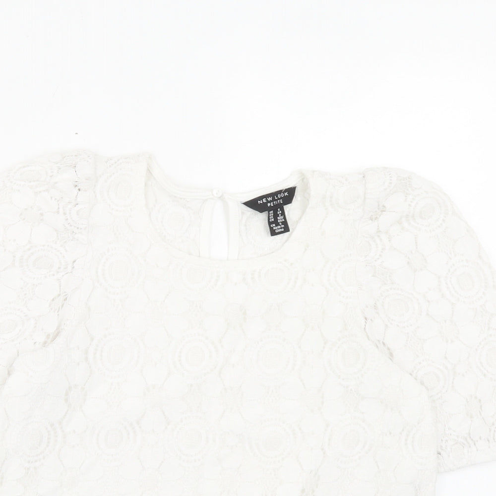 Womens UK Size 6 New Look White Basic T-Shirt