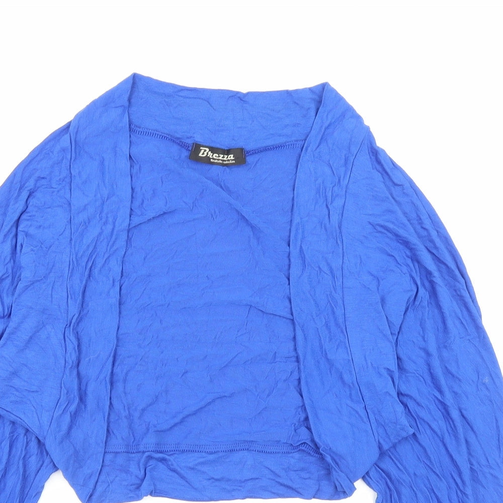 Brezza Womens Blue V-Neck Viscose Cardigan Jumper Size M - Cropped