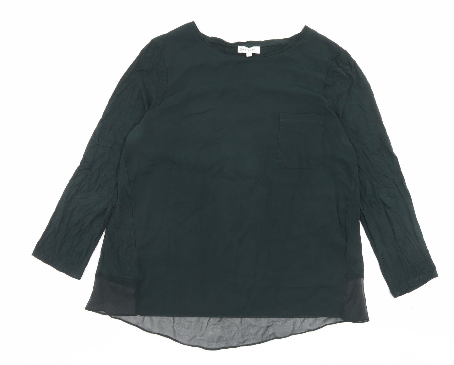 Womens UK Size 12 Warehouse Green Basic T-Shirt
