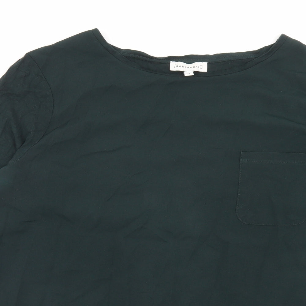 Womens UK Size 12 Warehouse Green Basic T-Shirt