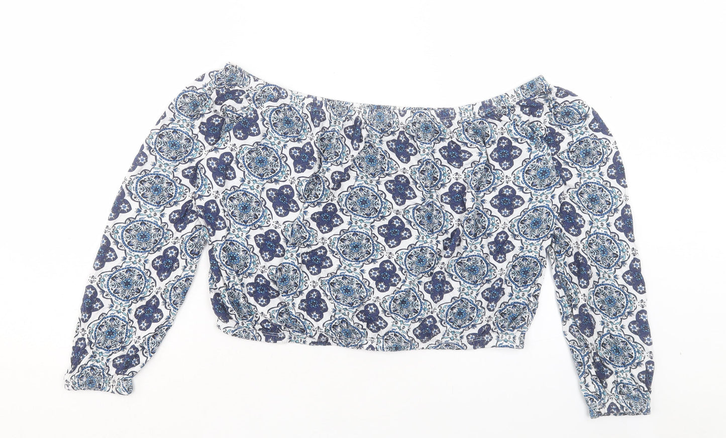 Womens UK Size L H&M Blue Cropped T-Shirt
