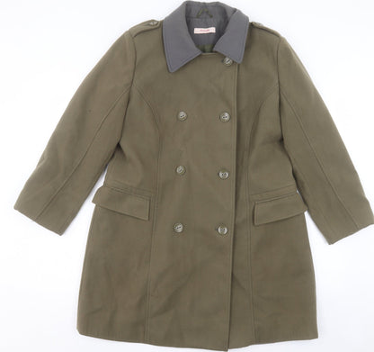 Simply Be Womens Green Overcoat Coat Size 16 Button