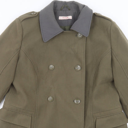 Simply Be Womens Green Overcoat Coat Size 16 Button