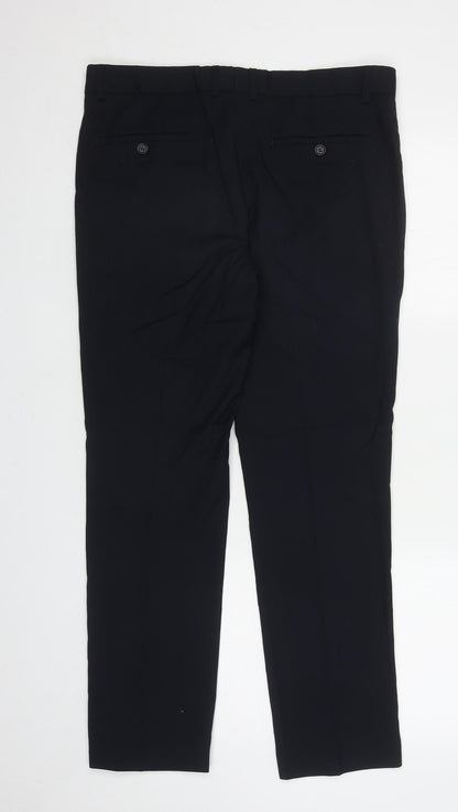 Topman Mens Blue Polyester Dress Pants Trousers Size 34 in L28 in Regular Zip
