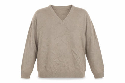 Chums Mens Brown V-Neck Acrylic Pullover Jumper Size L