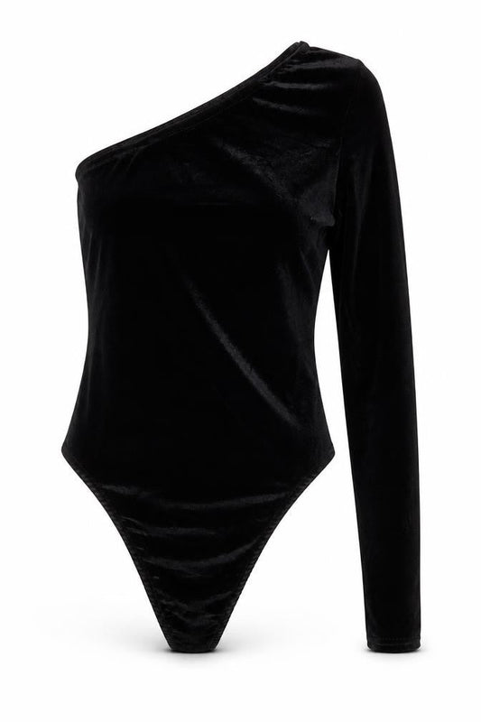 Womens UK Size 10 Boohoo One-Piece Black Bodysuit