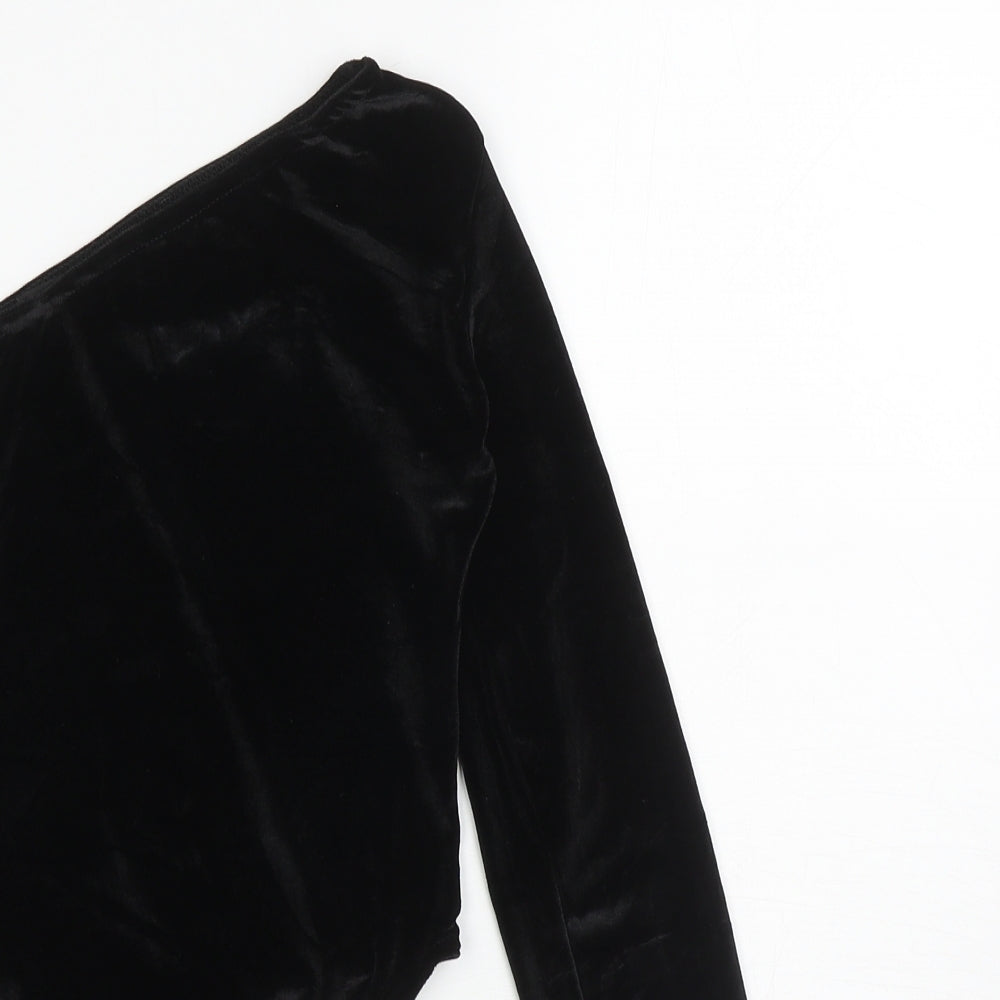 Boohoo Womens Black Polyester Bodysuit One-Piece Size 10 L10 in Pullover