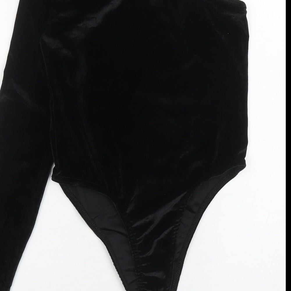 Boohoo Womens Black Polyester Bodysuit One-Piece Size 10 L10 in Pullover