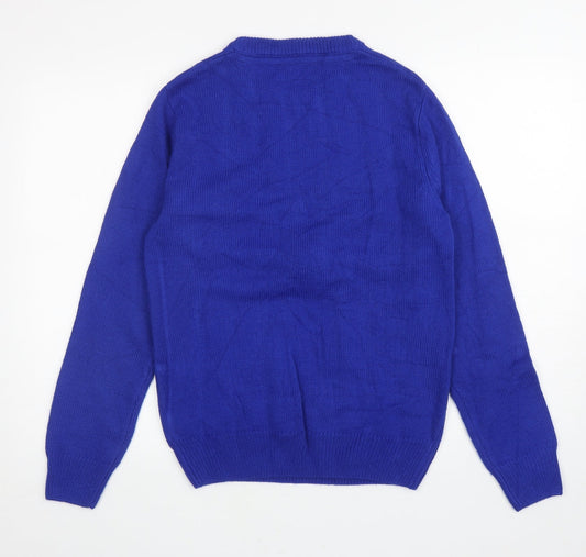 NEXT Mens Blue Round Neck Acrylic Pullover Jumper Size M - Reindeer