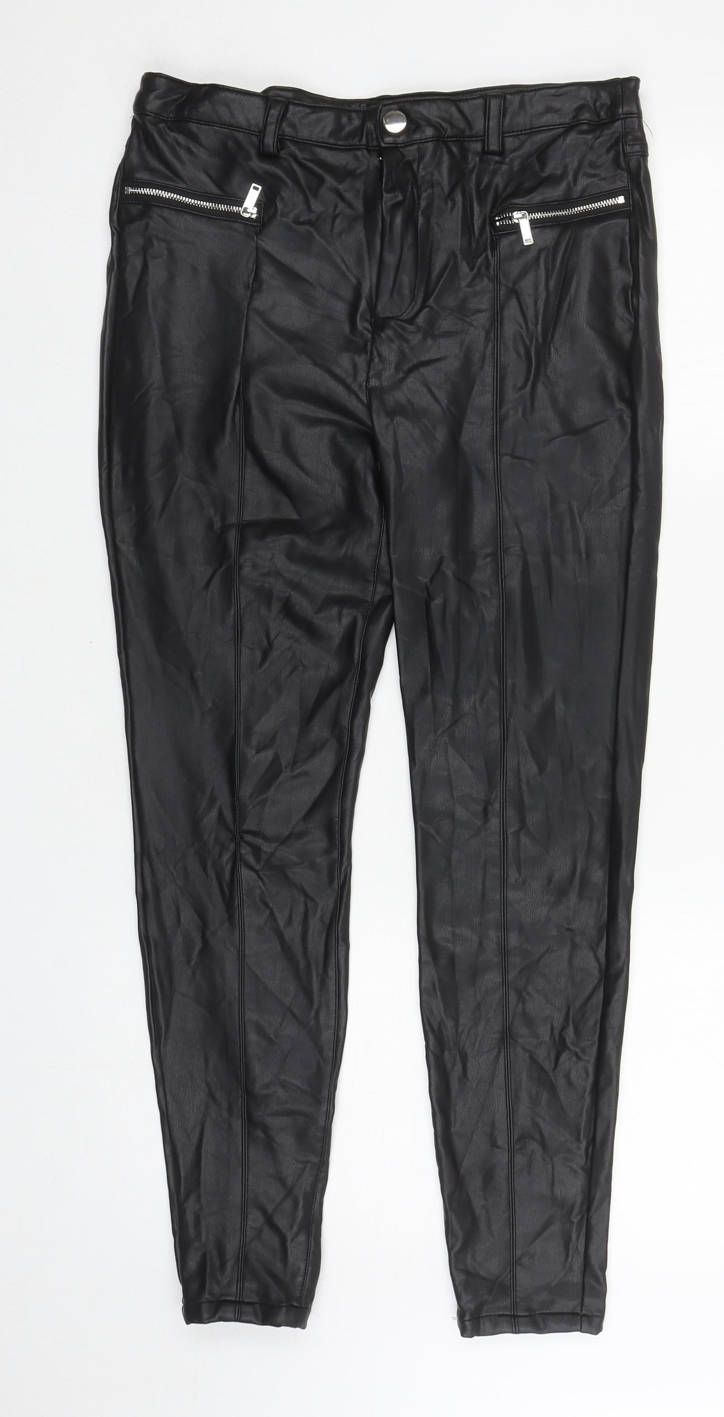 Womens UK Size 12 Papaya Regular Fit Skinny Black Jeans