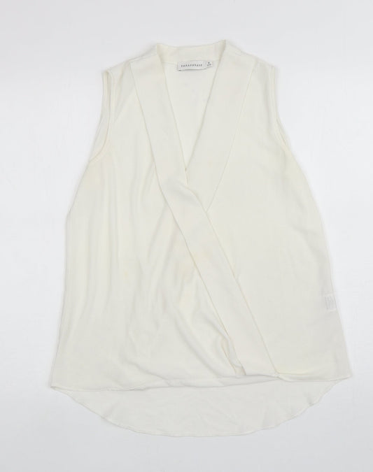 Paraphrase Womens Ivory Polyester Wrap Tank Size 12 V-Neck