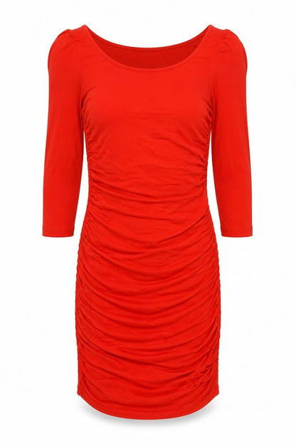 H&M Womens Red Viscose Bodycon Size M Boat Neck Pullover