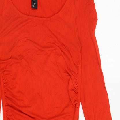 H&M Womens Red Viscose Bodycon Size M Boat Neck Pullover