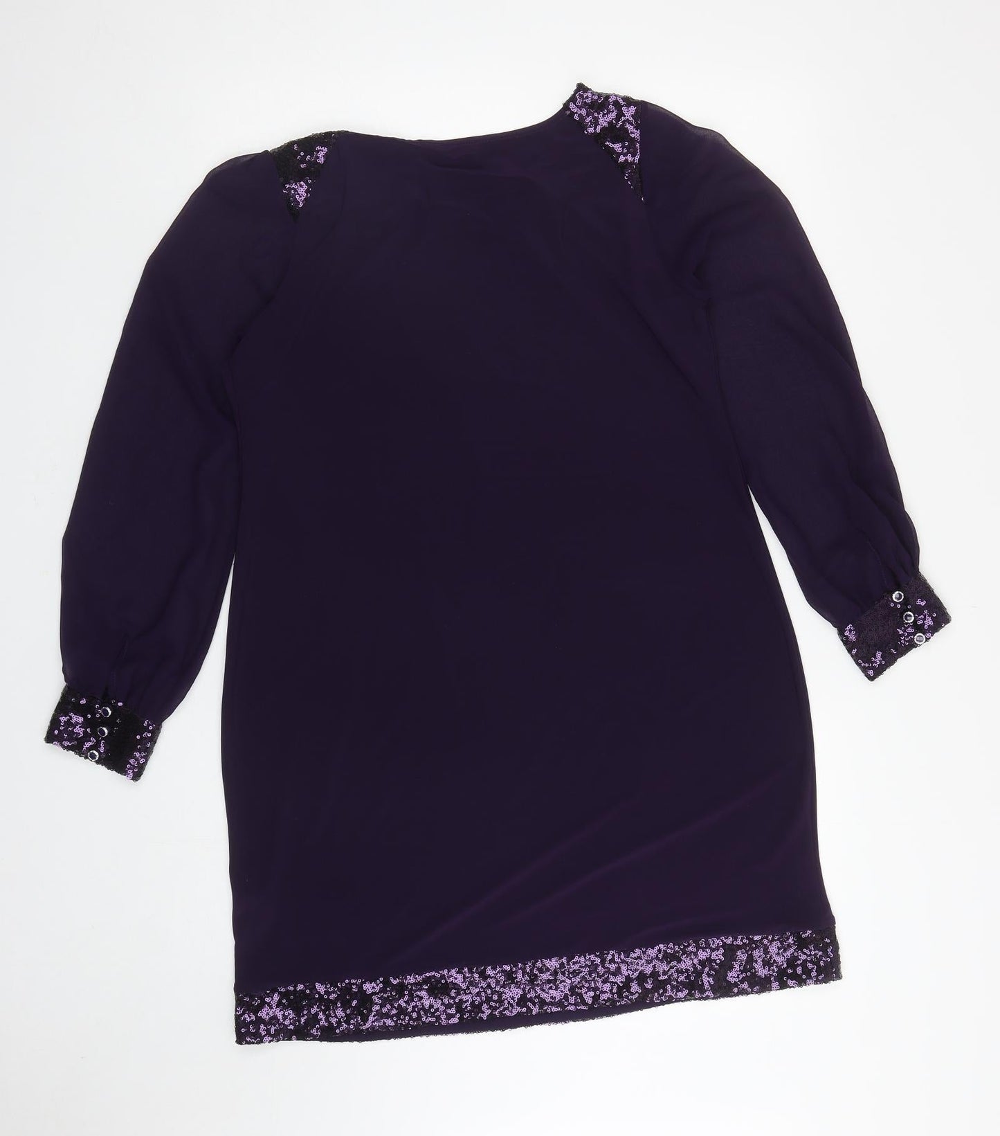 Dorothy Perkins Womens Purple Polyester Sheath Size 12 Boat Neck Pullover