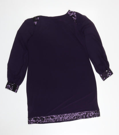 Dorothy Perkins Womens Purple Polyester Sheath Size 12 Boat Neck Pullover