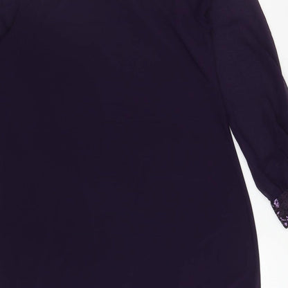 Dorothy Perkins Womens Purple Polyester Sheath Size 12 Boat Neck Pullover