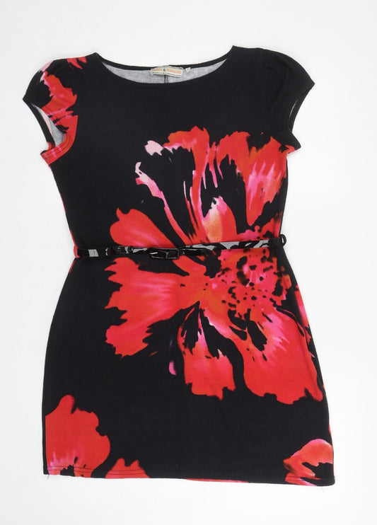 Billie & Blossom Womens Black Floral Polyester Bodycon Size 12 Boat Neck Pullover