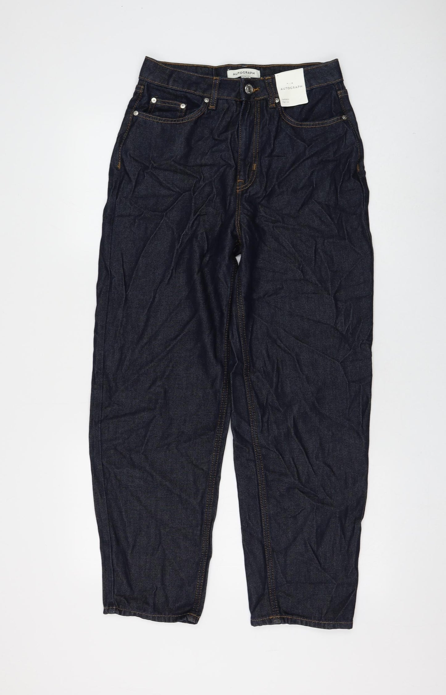 Autograph Womens Blue Polyester Tapered Jeans Size 8 L27 in Regular Zip