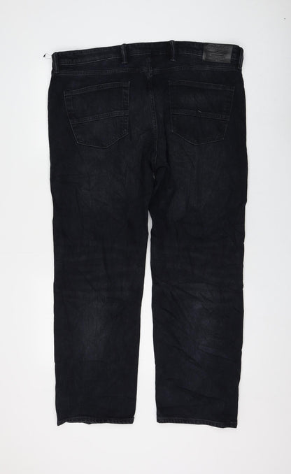 Marks and Spencer Womens Black Cotton Straight Jeans Size 40 in L29 in Regular Zip